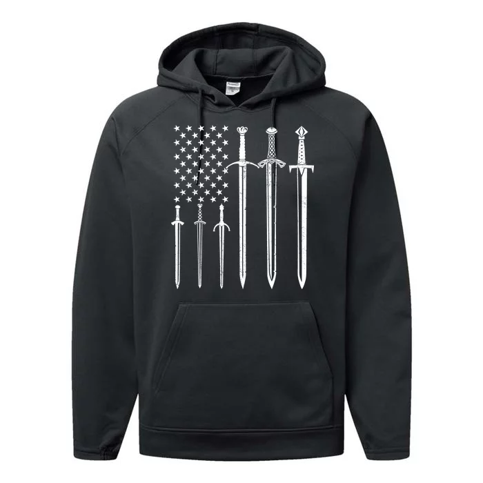 Sword American Flag Performance Fleece Hoodie