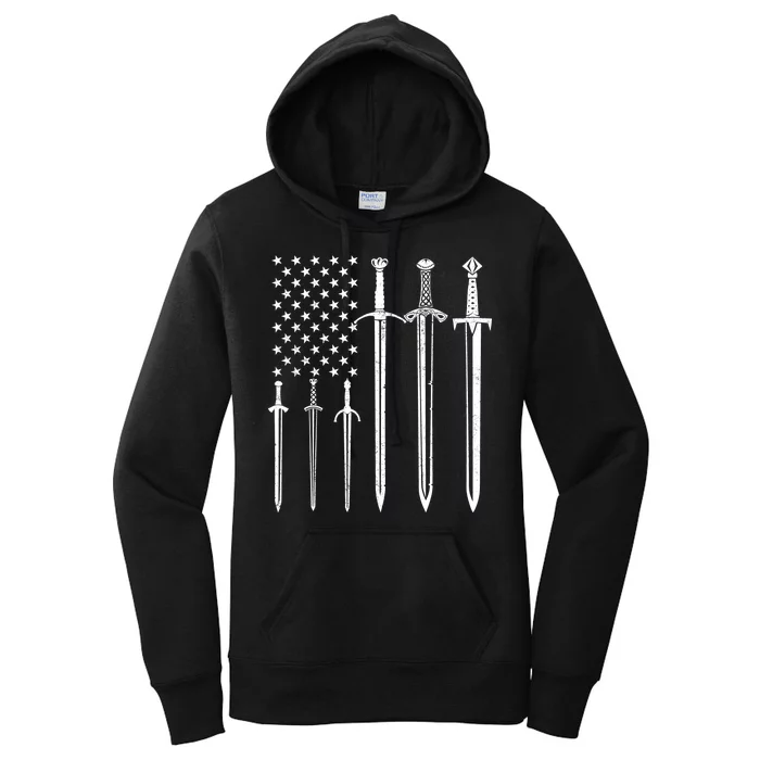 Sword American Flag Women's Pullover Hoodie