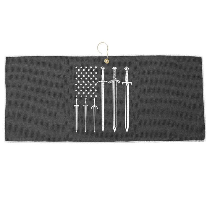 Sword American Flag Large Microfiber Waffle Golf Towel