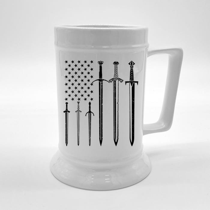 Sword American Flag Front & Back Beer Stein