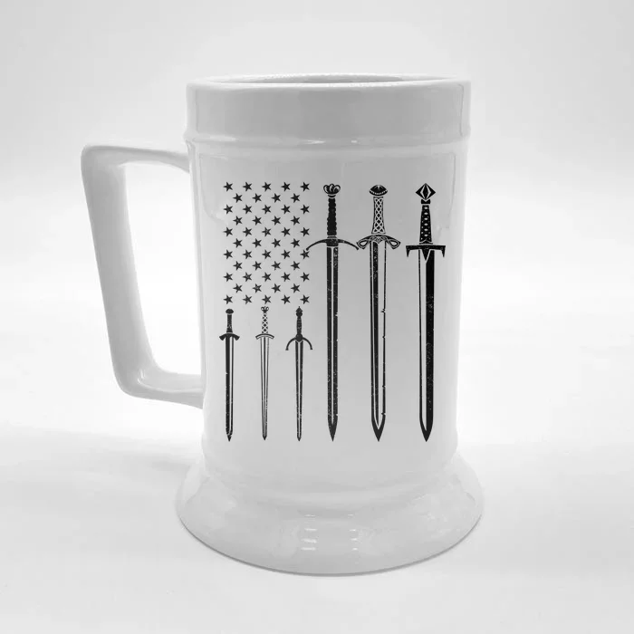 Sword American Flag Front & Back Beer Stein