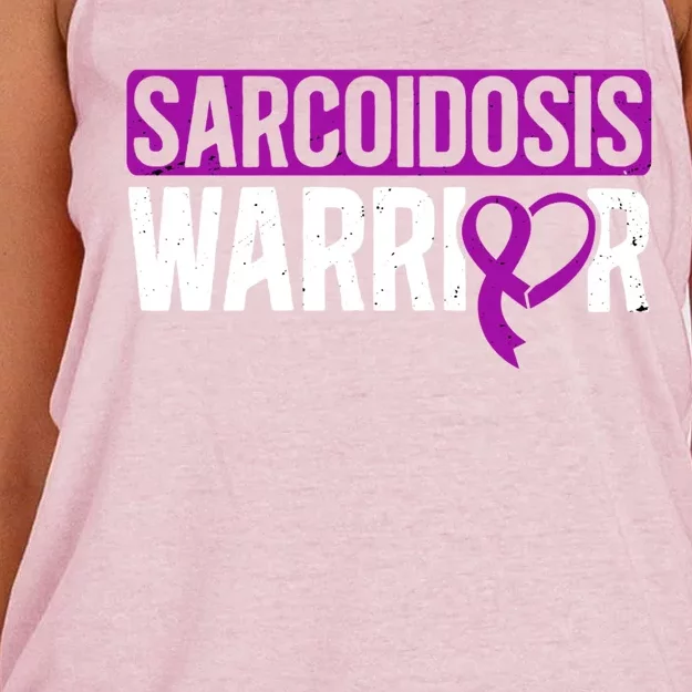 Sarcoidosis Warrior Purpe Ribbon Awareness Month Support Gift Women's Knotted Racerback Tank