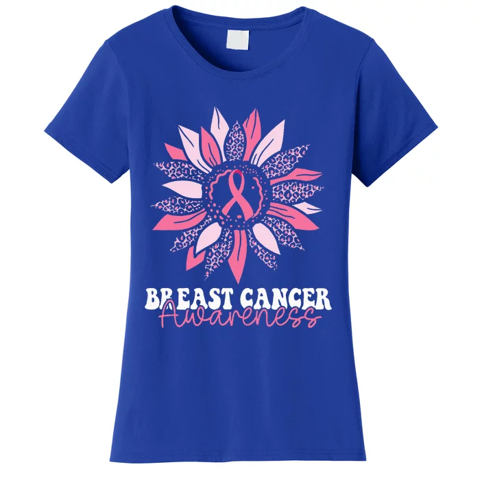 Sunflower Wear Pink Breast Cancer Awareness Warrior Women's T-Shirt