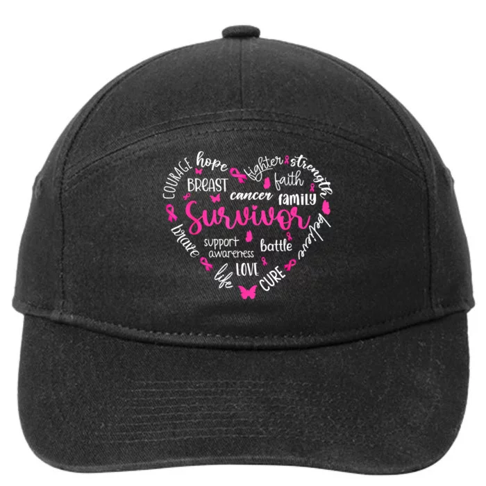 Survivor Warrior Pin.K Ribbon Heart Breast Cancer Awareness Gift 7-Panel Snapback Hat