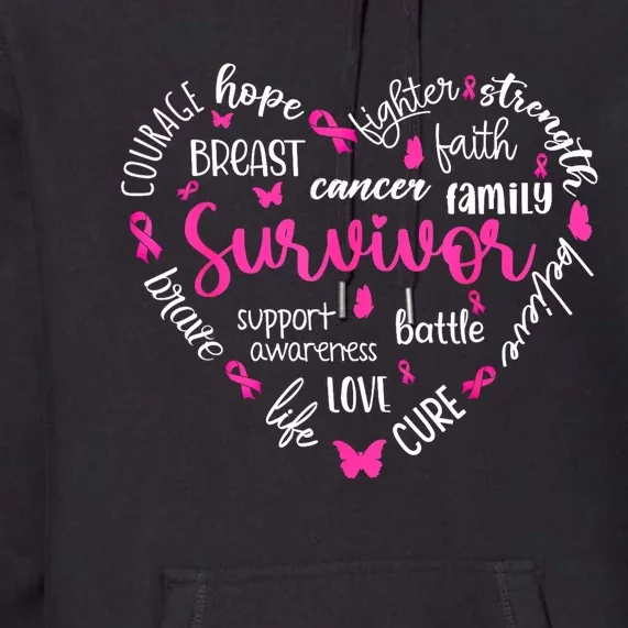 Survivor Warrior Pin.K Ribbon Heart Breast Cancer Awareness Gift Premium Hoodie