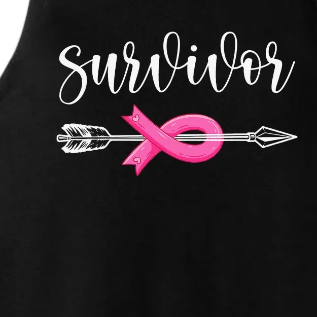 Survivor Warrior Pink Breast Cancer Ribbon Breast Cancer Ladies Tri-Blend Wicking Tank