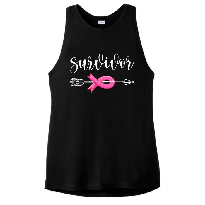 Survivor Warrior Pink Breast Cancer Ribbon Breast Cancer Ladies Tri-Blend Wicking Tank