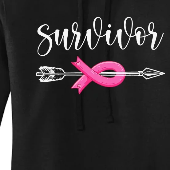 Survivor Warrior Pink Breast Cancer Ribbon Breast Cancer Women's Pullover Hoodie