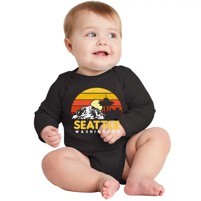 Seattle Washington PNW Vacation Souvenir Gift Baby Long Sleeve Bodysuit