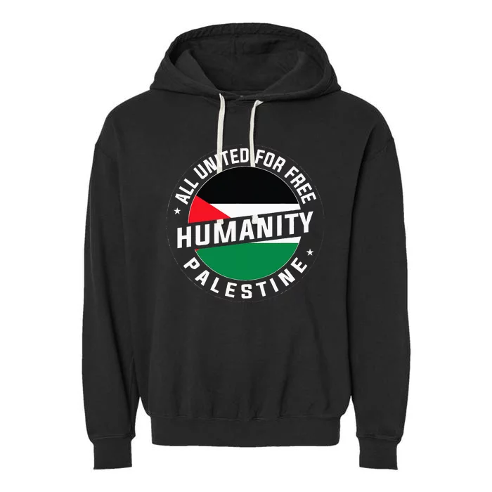 Stand With Palestine Free Palestine Peace Love Flag Garment-Dyed Fleece Hoodie