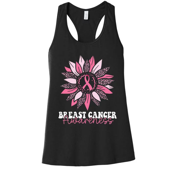 Sunflower Wear Pink Breast Cancer Awareness Warrior Women's Racerback Tank