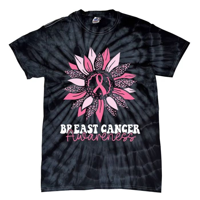 Sunflower Wear Pink Breast Cancer Awareness Warrior Tie-Dye T-Shirt