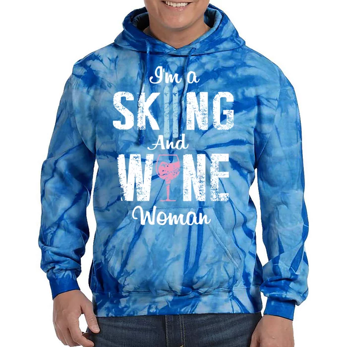 Skiing Wine Print Funny Wine Lover Apres Ski Gift Tie Dye Hoodie