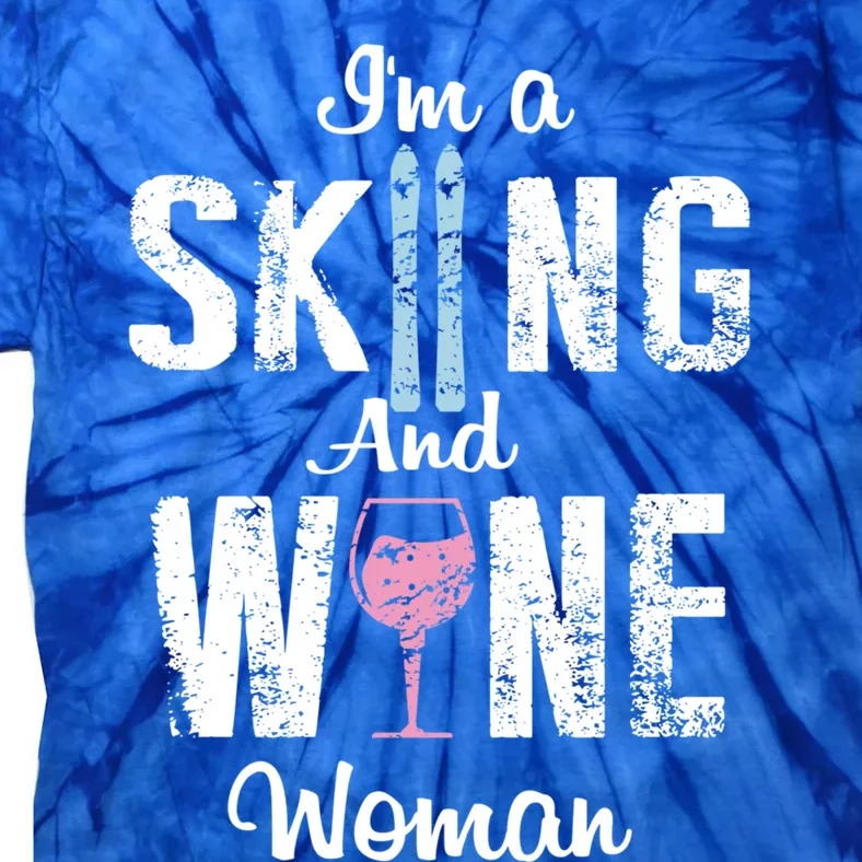 Skiing Wine Print Funny Wine Lover Apres Ski Gift Tie-Dye T-Shirt