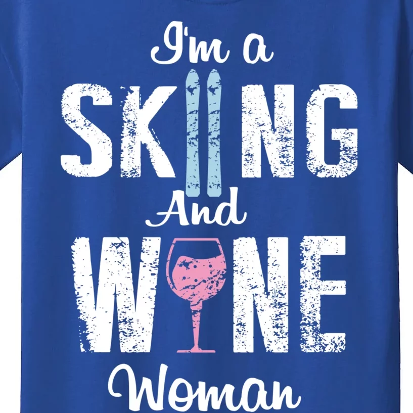 Skiing Wine Print Funny Wine Lover Apres Ski Gift Kids T-Shirt