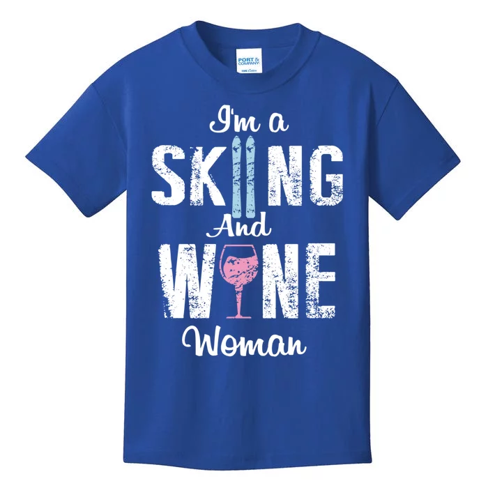 Skiing Wine Print Funny Wine Lover Apres Ski Gift Kids T-Shirt