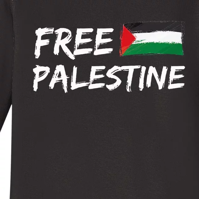 Stand With Palestine Free Palestine Peace Love Flag Baby Long Sleeve Bodysuit