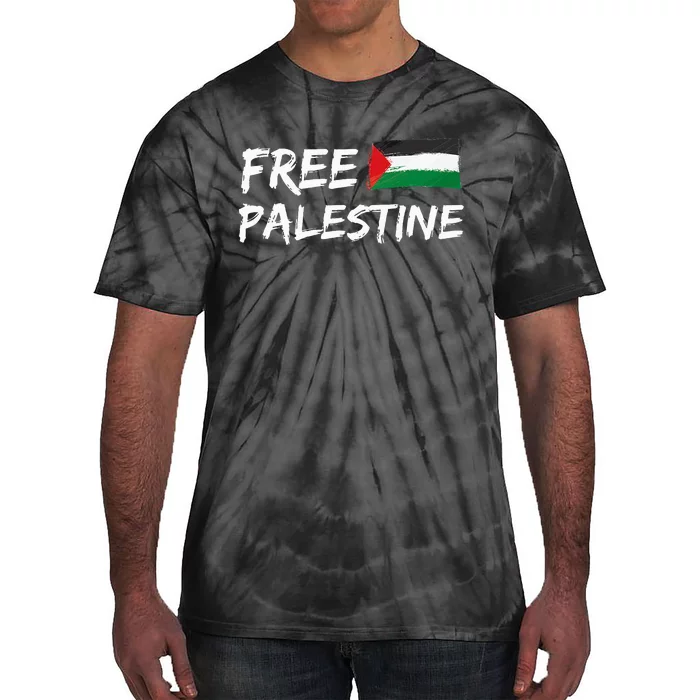 Stand With Palestine Free Palestine Peace Love Flag Tie-Dye T-Shirt