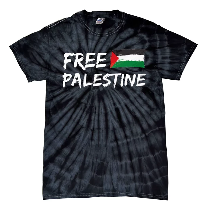 Stand With Palestine Free Palestine Peace Love Flag Tie-Dye T-Shirt