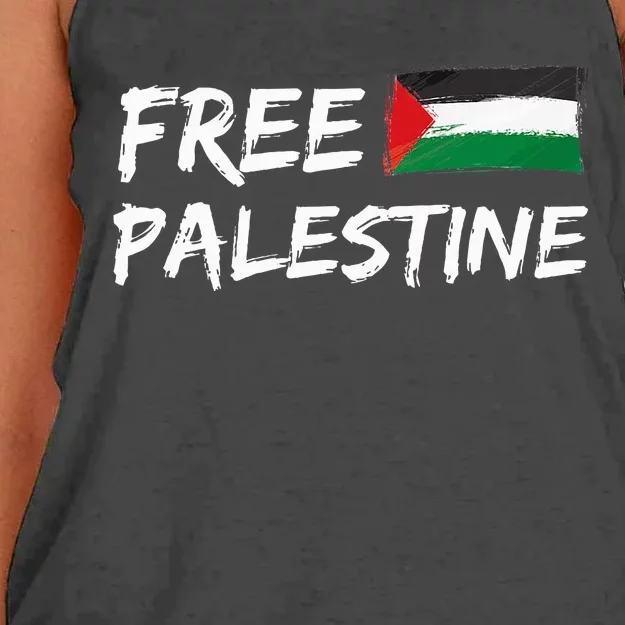 Stand With Palestine Free Palestine Peace Love Flag Women's Knotted Racerback Tank