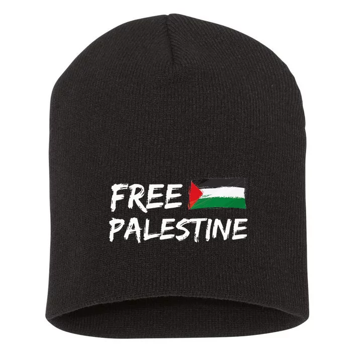 Stand With Palestine Free Palestine Peace Love Flag Short Acrylic Beanie