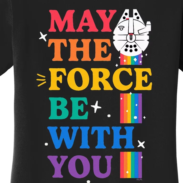 Star Wars Pride May The Force Be With You Rainbow Falcon Women's T-Shirt