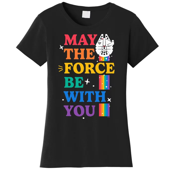 Star Wars Pride May The Force Be With You Rainbow Falcon Women's T-Shirt