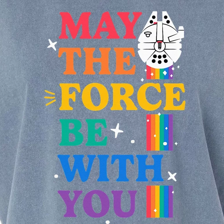 Star Wars Pride May The Force Be With You Rainbow Falcon Garment-Dyed Women's Muscle Tee