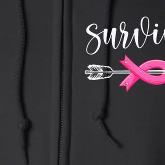 Survivor Warrior Pink Breast Cancer Ribbon Breast Cancer Full Zip Hoodie