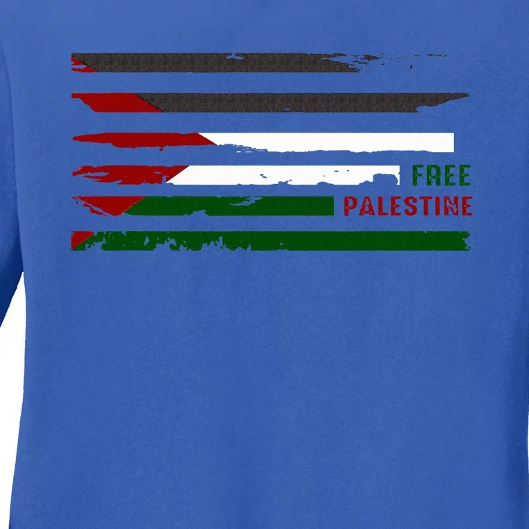 Stand With Palestine Free Palestine Palestine flag Ladies Long Sleeve Shirt