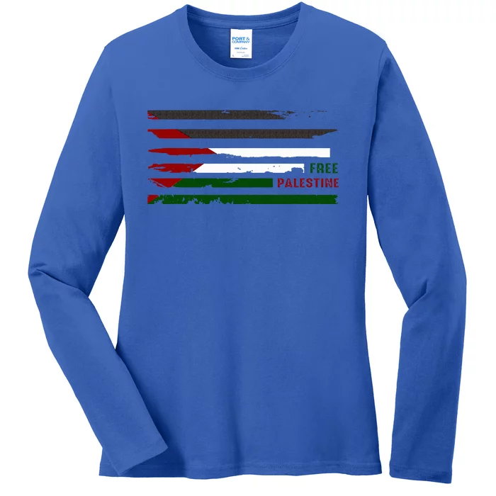 Stand With Palestine Free Palestine Palestine flag Ladies Long Sleeve Shirt