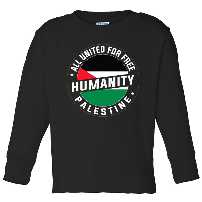 Stand With Palestine Free Palestine Peace Love Flag Toddler Long Sleeve Shirt