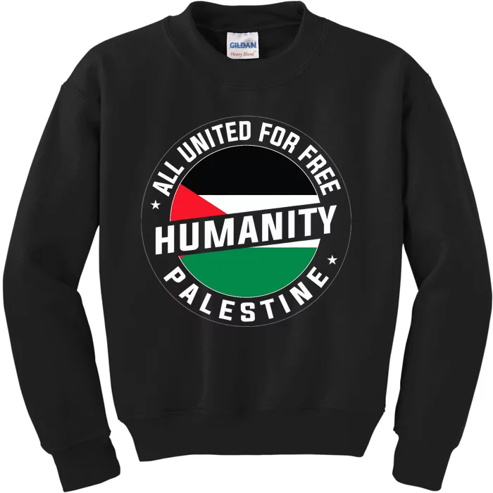 Stand With Palestine Free Palestine Peace Love Flag Kids Sweatshirt