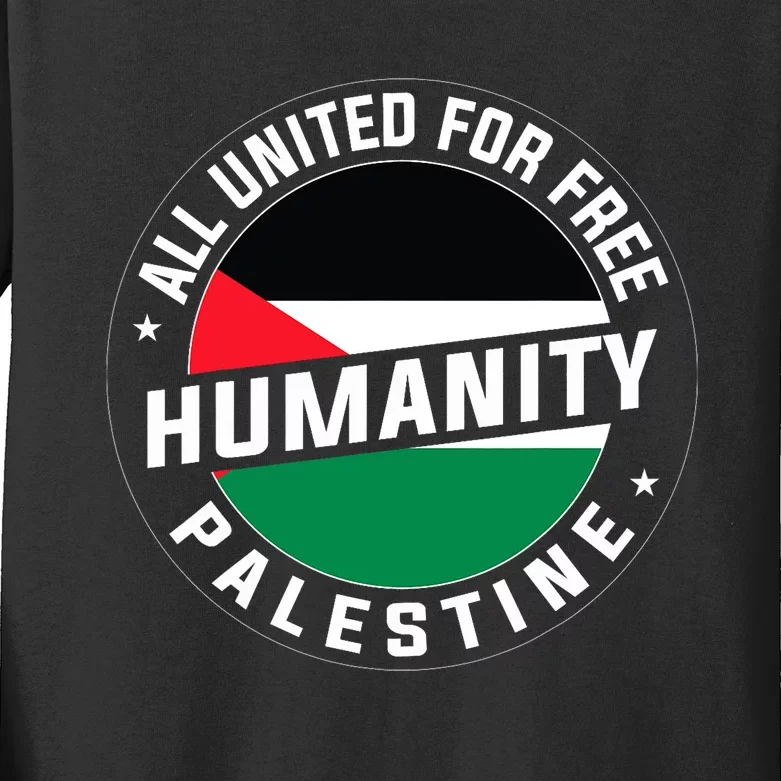 Stand With Palestine Free Palestine Peace Love Flag Kids Long Sleeve Shirt