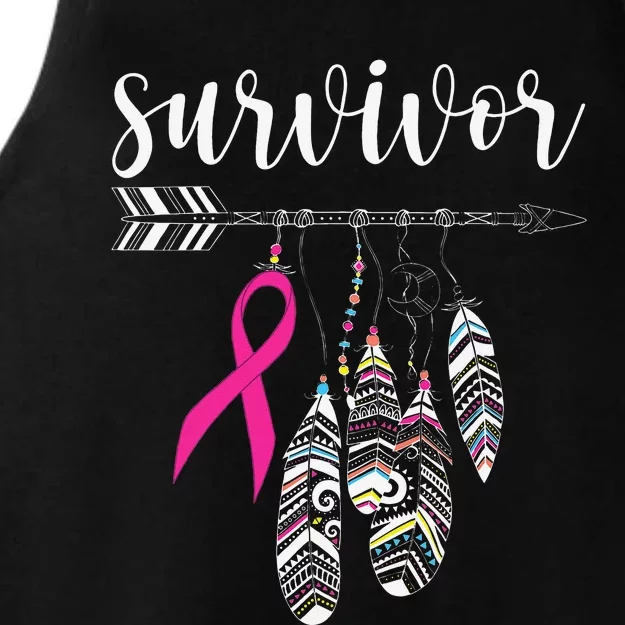 Survivor Warrior Pink Breast Cancer Ribbon Breast Cancer Ladies Tri-Blend Wicking Tank