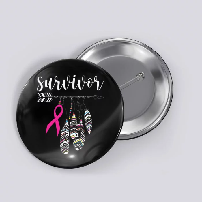 Survivor Warrior Pink Breast Cancer Ribbon Breast Cancer Button