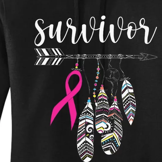 Survivor Warrior Pink Breast Cancer Ribbon Breast Cancer Women's Pullover Hoodie