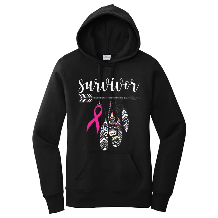 Survivor Warrior Pink Breast Cancer Ribbon Breast Cancer Women's Pullover Hoodie