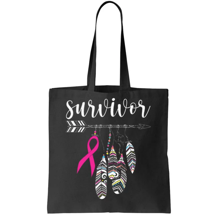 Survivor Warrior Pink Breast Cancer Ribbon Breast Cancer Tote Bag