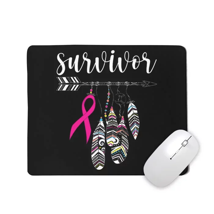 Survivor Warrior Pink Breast Cancer Ribbon Breast Cancer Mousepad