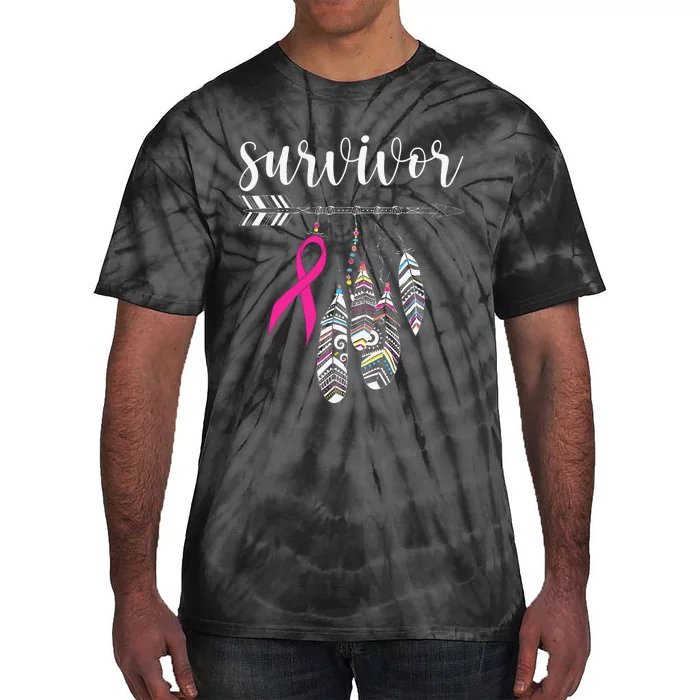 Survivor Warrior Pink Breast Cancer Ribbon Breast Cancer Tie-Dye T-Shirt