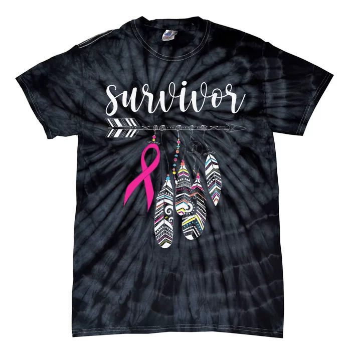 Survivor Warrior Pink Breast Cancer Ribbon Breast Cancer Tie-Dye T-Shirt