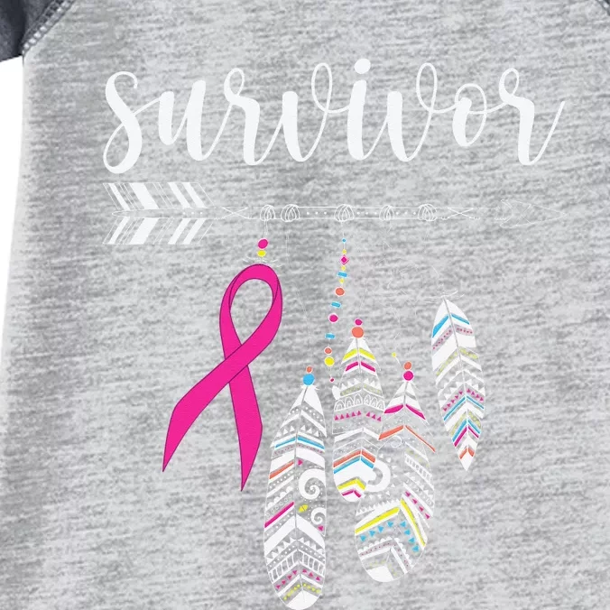 Survivor Warrior Pink Breast Cancer Ribbon Breast Cancer Infant Baby Jersey Bodysuit