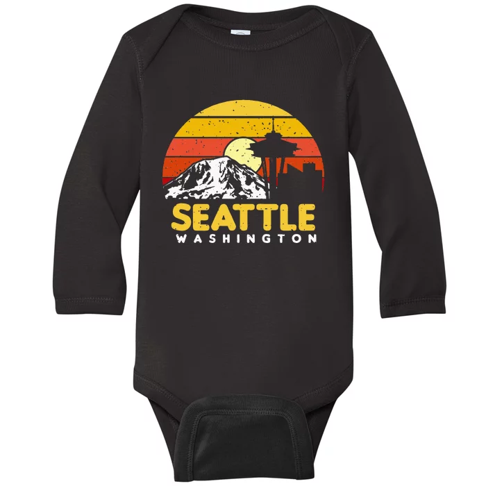 Seattle Washington PNW Vacation Souvenir Gift Baby Long Sleeve Bodysuit