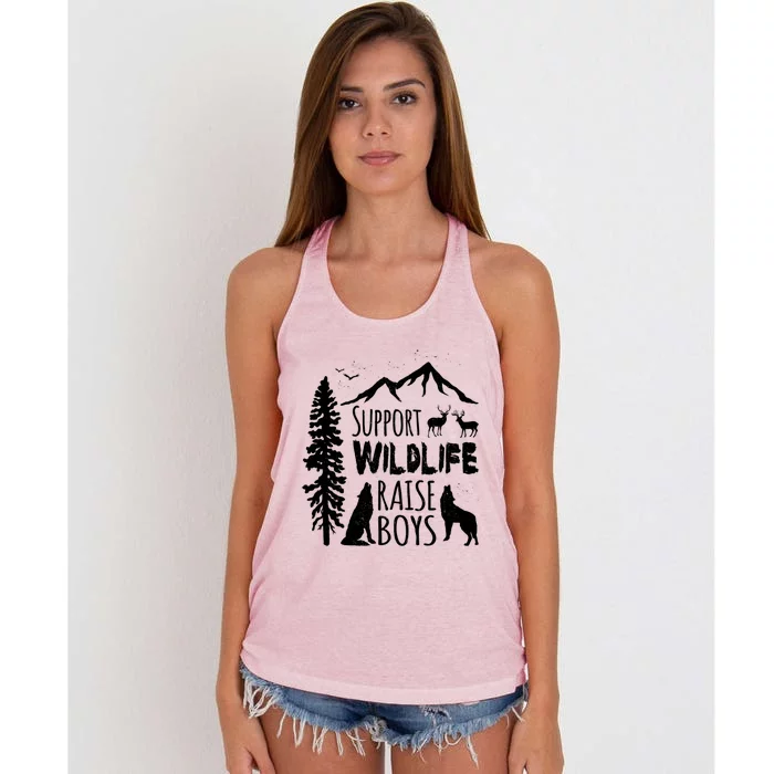 Support Wildlife Raise Cool Gift For Mom And Dad Women's Knotted Racerback Tank