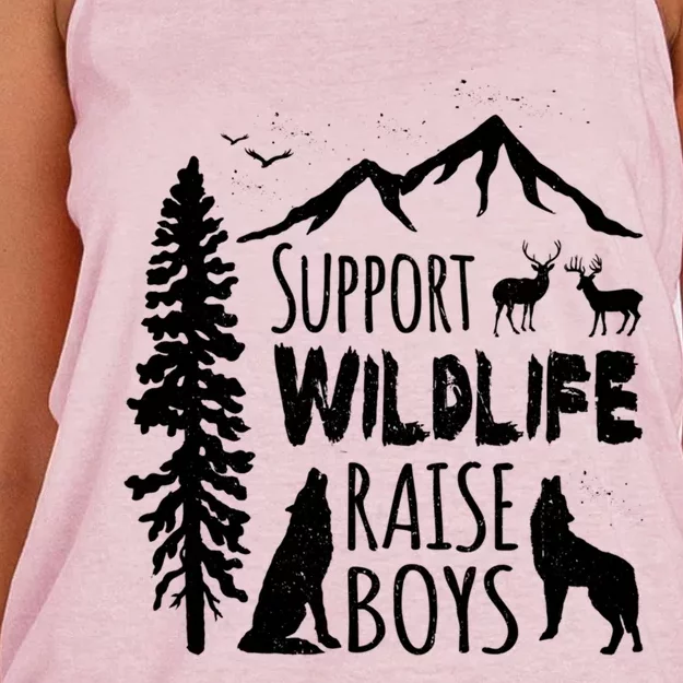 Support Wildlife Raise Cool Gift For Mom And Dad Women's Knotted Racerback Tank