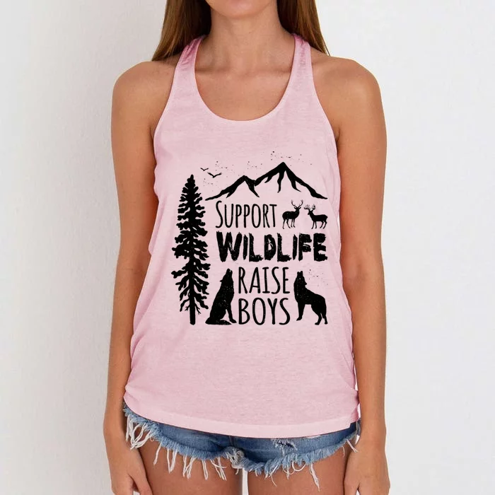 Support Wildlife Raise Cool Gift For Mom And Dad Women's Knotted Racerback Tank