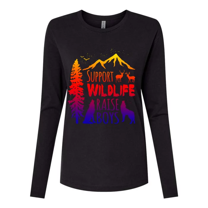 Support Wildlife Raise Gift For Mom And Dad Womens Cotton Relaxed Long Sleeve T-Shirt