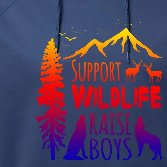 Support Wildlife Raise Gift For Mom And Dad Performance Fleece Hoodie