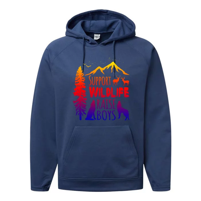 Support Wildlife Raise Gift For Mom And Dad Performance Fleece Hoodie